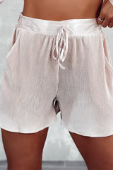 Apricot Micro Pleated Shirt and Shorts Lounge Set Bottoms JT's Designer Fashion