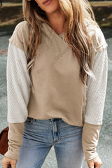 Parchment Contrast Splicing Sleeves Hooded Sweatshirt Sweatshirts & Hoodies JT's Designer Fashion