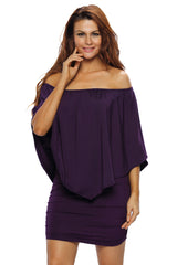Multiple Dressing Layered Purple Mini Poncho Dress Mini Dresses JT's Designer Fashion