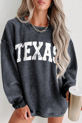 Gray TEXAS Graphic Corded Pullover Sweatshirt Gray 100%Polyester Graphic Sweatshirts JT's Designer Fashion
