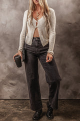Parchment Slim Fit Buttoned V Neck Knit Cardigan Sweaters & Cardigans JT's Designer Fashion