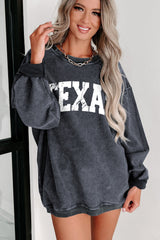 Gray TEXAS Graphic Corded Pullover Sweatshirt Graphic Sweatshirts JT's Designer Fashion