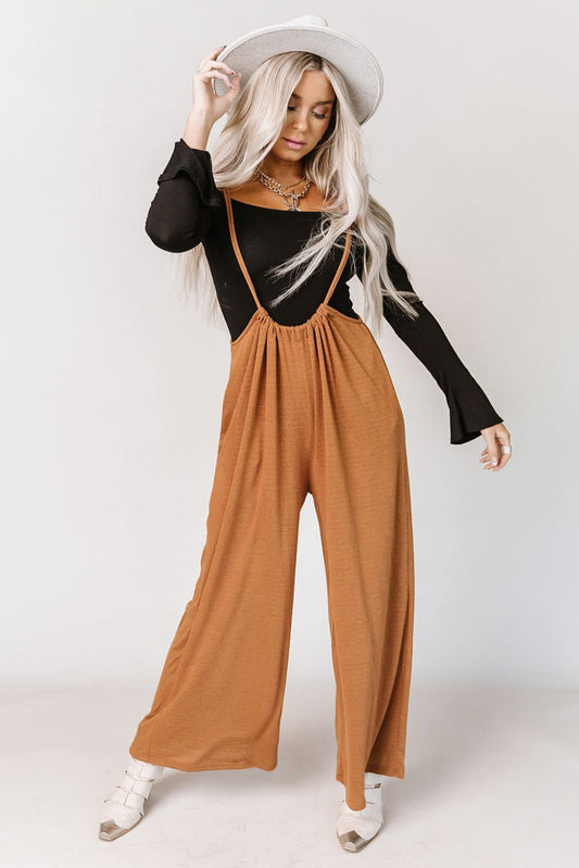 Orange High Rise Wide Leg Suspender Pants Bottoms JT's Designer Fashion