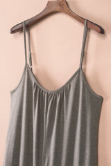 Gray Spaghetti Straps Wide Leg Pocketed Jumpsuits Jumpsuits & Rompers JT's Designer Fashion