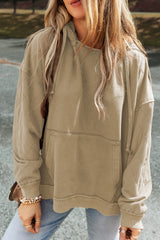 Parchment Quilted Patchwork Exposed Seam Hoodie Sweatshirts & Hoodies JT's Designer Fashion