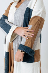 Multicolor Plus Size Colorblock Knit Cardigan Plus Size JT's Designer Fashion