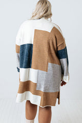 Multicolor Plus Size Colorblock Knit Cardigan Plus Size JT's Designer Fashion