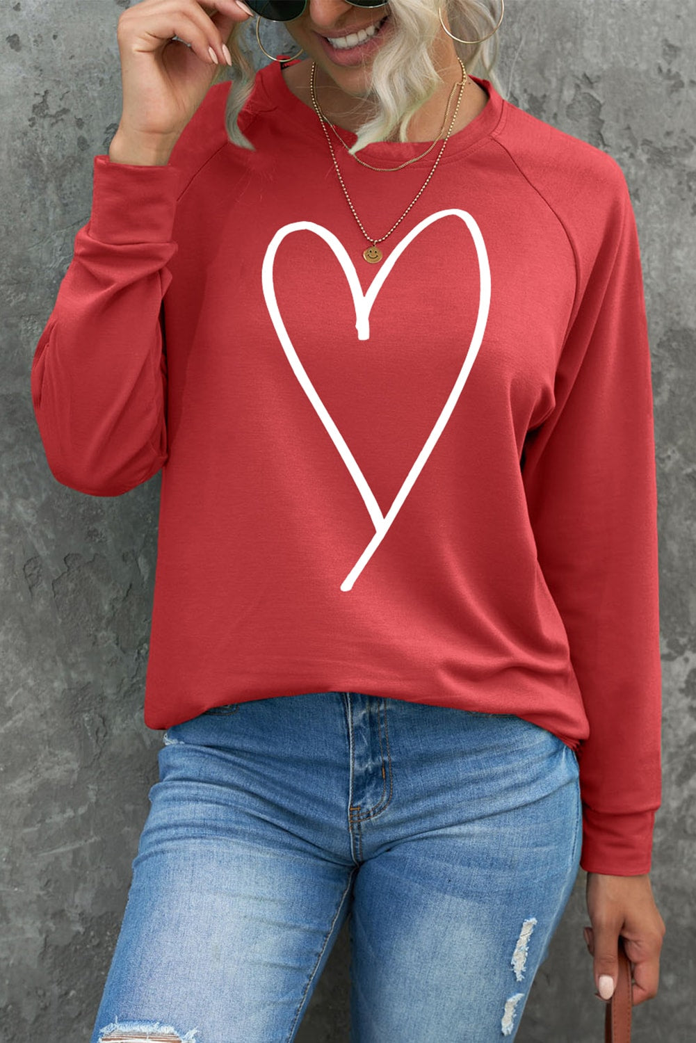 Fiery Red Simple Heart Graphic Valentine's Sweatshirt Graphic Sweatshirts JT's Designer Fashion