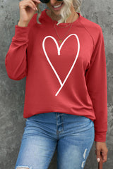 Fiery Red Simple Heart Graphic Valentine's Sweatshirt Graphic Sweatshirts JT's Designer Fashion
