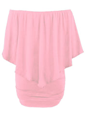 Plus Size Multiple Dressing Layered Pink Mini Poncho Dress Plus Size Dresses JT's Designer Fashion
