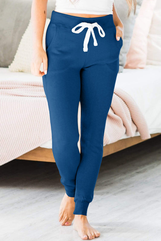 Sail Drawstring Waist Pocketed Joggers Bottoms JT's Designer Fashion