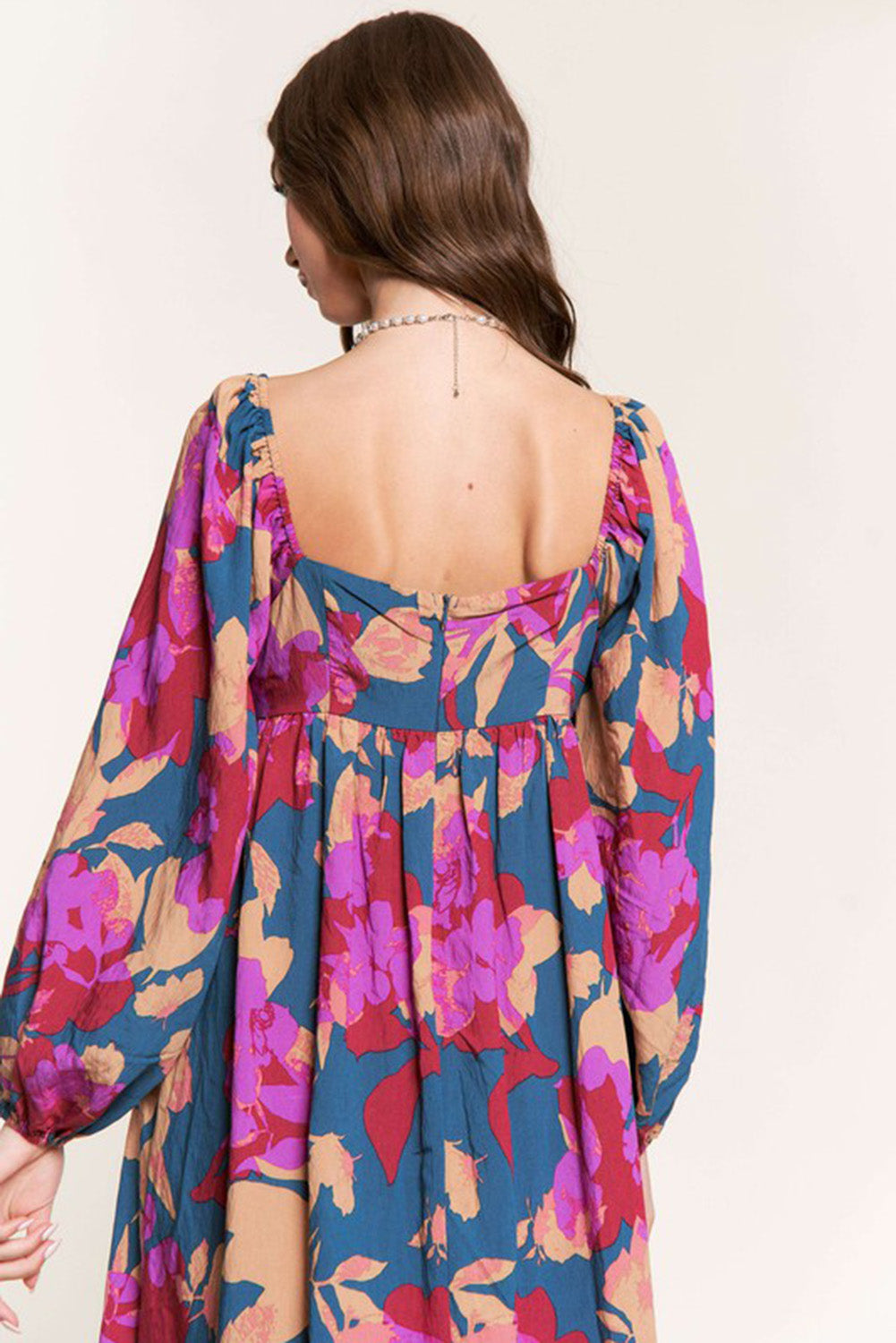 Multicolour Square Neck High Waist Ruffled Floral Dress Dresses JT's Designer Fashion