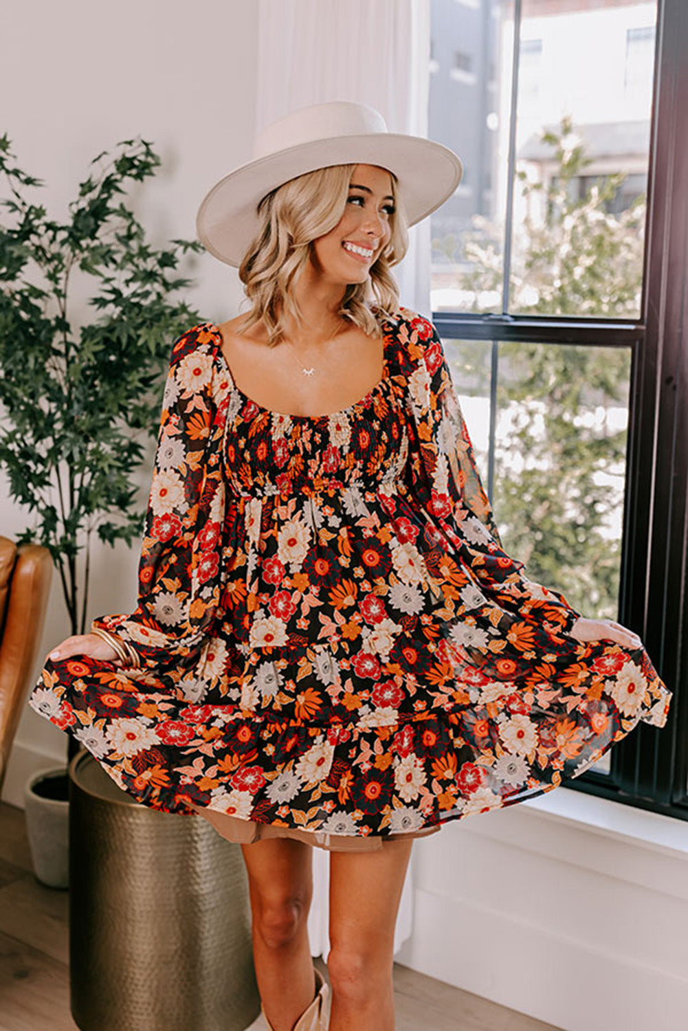 Multicolour Gentle Heart Floral Smocked Dress Dresses JT's Designer Fashion