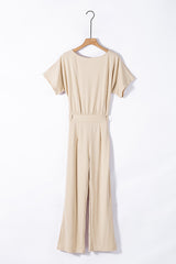 Apricot Oh So Glam Belted Wide Leg Jumpsuit Jumpsuits & Rompers JT's Designer Fashion