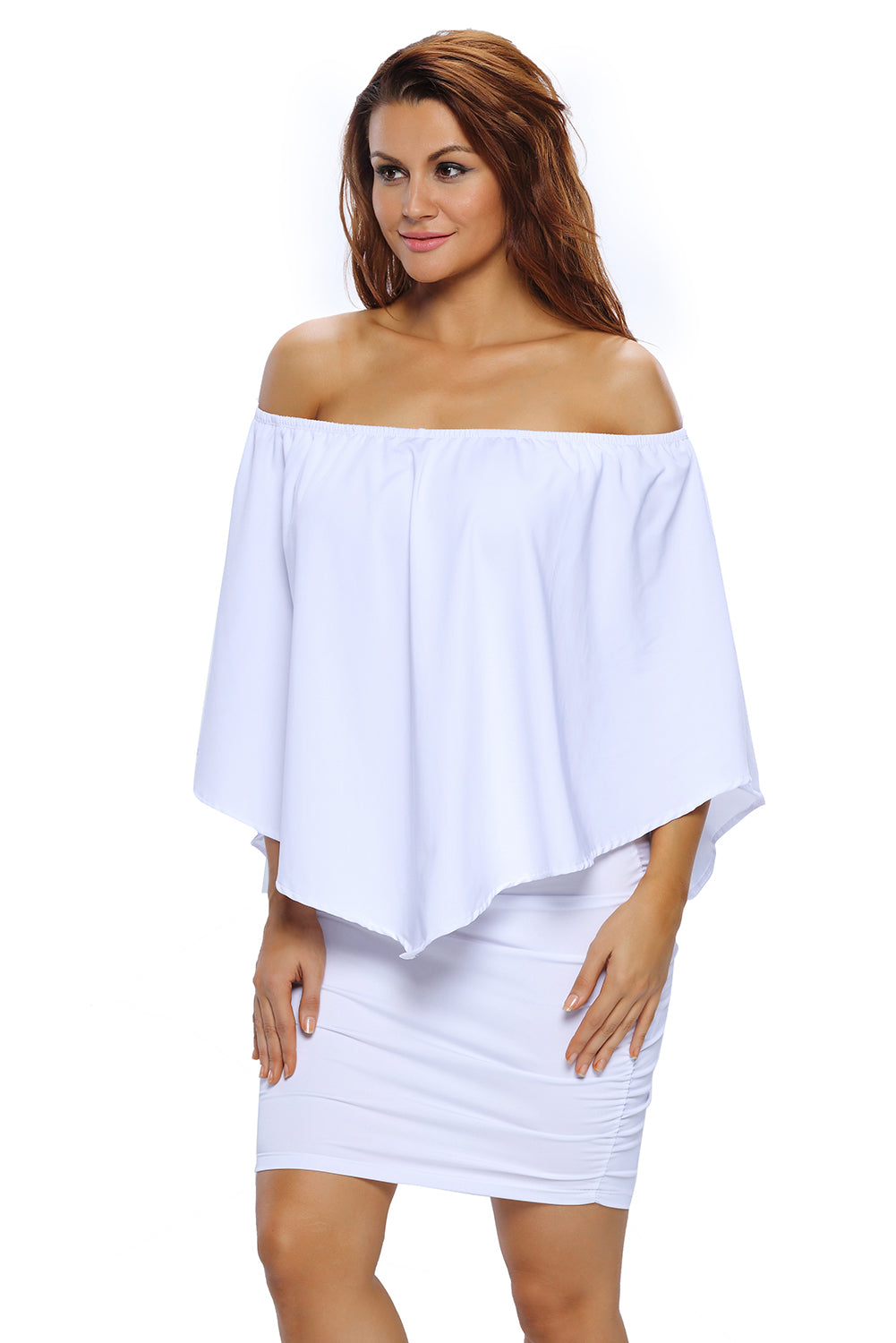Multiple Dressing Layered White Mini Poncho Dress Mini Dresses JT's Designer Fashion