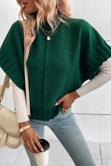 Blackish Green Mock Neck Batwing Sleeve Knit Sweater Sweaters & Cardigans JT's Designer Fashion