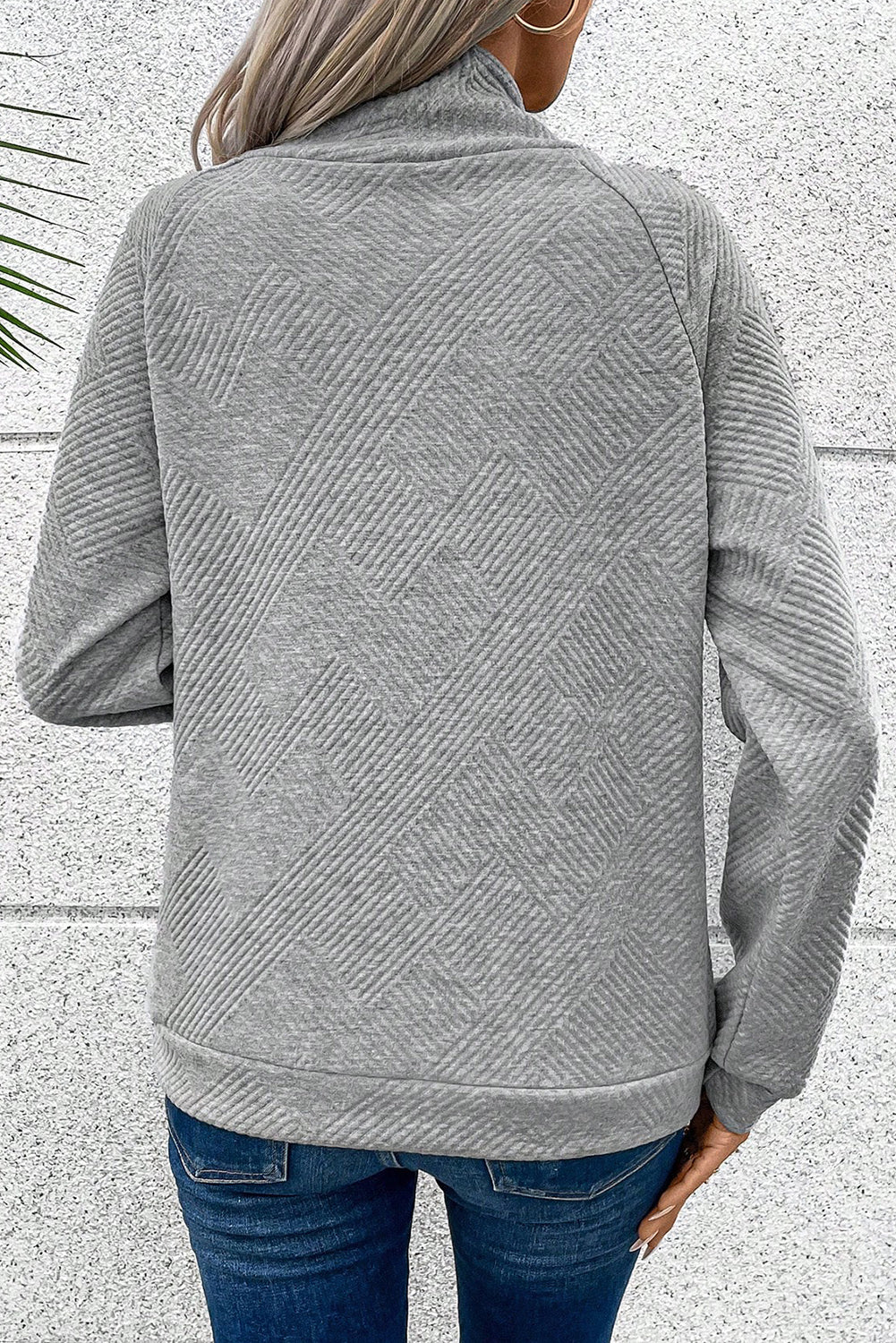 Gray Solid Button Detail Sweatshirt Sweatshirts & Hoodies JT's Designer Fashion