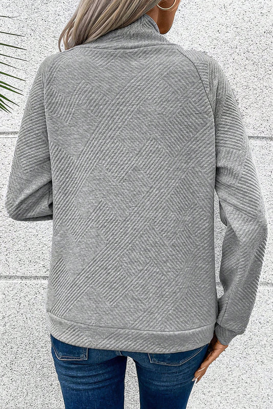 Gray Solid Button Detail Sweatshirt Sweatshirts & Hoodies JT's Designer Fashion