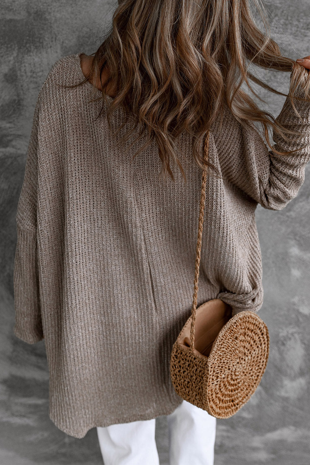 Gray Slouchy Dolman Sleeve Sweater Sweaters & Cardigans JT's Designer Fashion