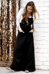 Black Knotted Straps Patch Pocket Wide Leg Jumpsuit Bottoms JT's Designer Fashion