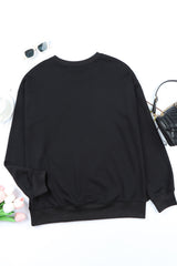 Black Halloween Spooky Ghost Print Crewneck Pullover Sweatshirt Graphic Sweatshirts JT's Designer Fashion