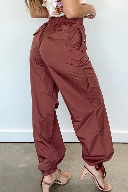 Mineral Red Tie Bottom Puffy Cargo Pants Bottoms JT's Designer Fashion