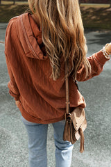 Chestnut Quilted Patchwork Exposed Seam Hoodie Sweatshirts & Hoodies JT's Designer Fashion