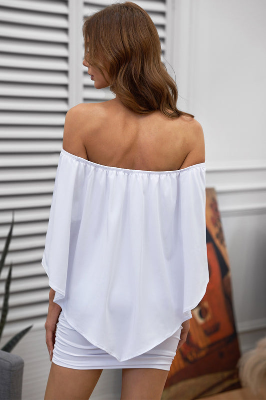 Multiple Dressing Layered White Mini Poncho Dress Mini Dresses JT's Designer Fashion