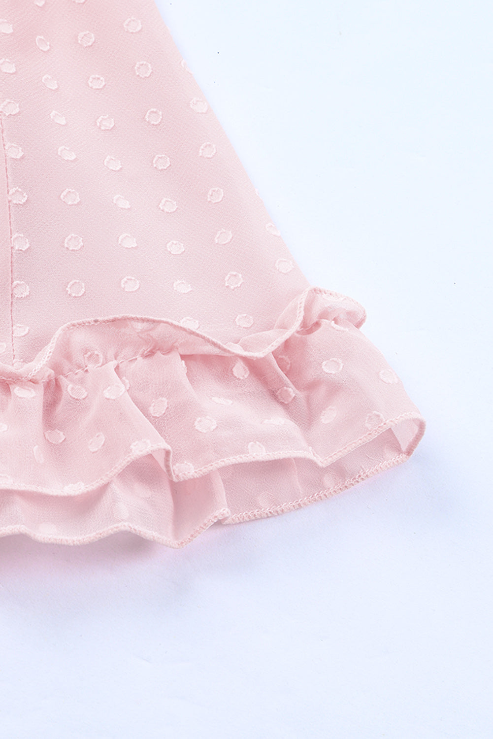 Pink Layered Ruffled Open Back Puff Sleeve Swiss Dot Mini Dress Mini Dresses JT's Designer Fashion