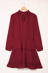V Neck Long Sleeve Ruffle Tiered Mini Dress Mini Dresses JT's Designer Fashion