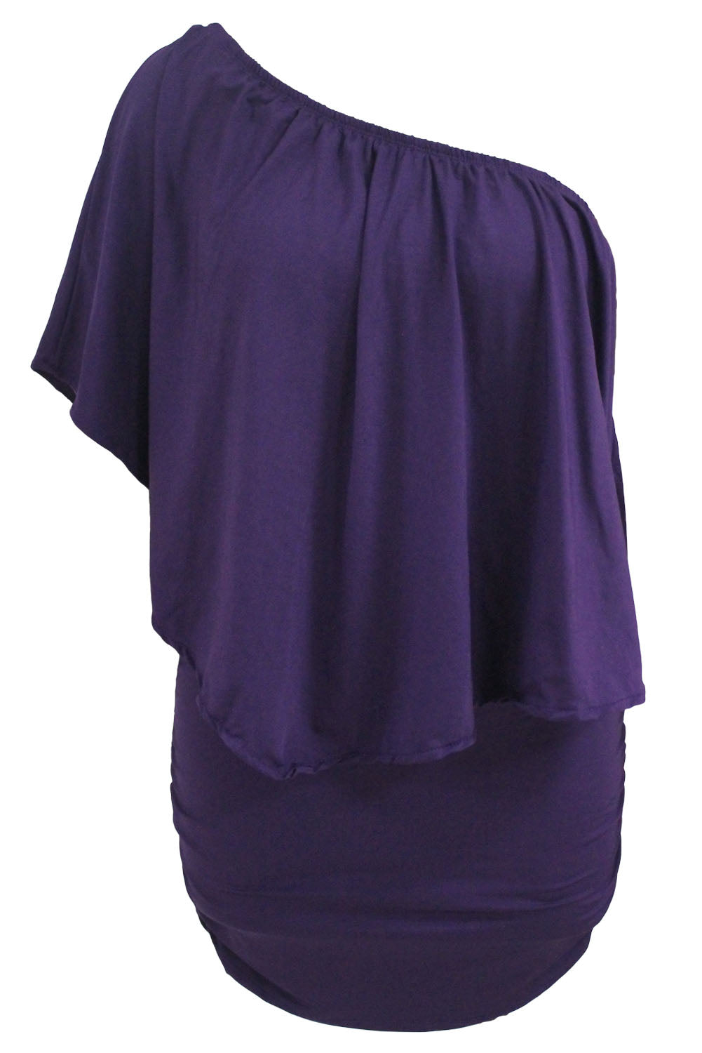 Plus Size Multiple Dressing Layered Purple Mini Poncho Dress Plus Size Dresses JT's Designer Fashion
