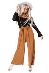Orange High Rise Wide Leg Suspender Pants Bottoms JT's Designer Fashion