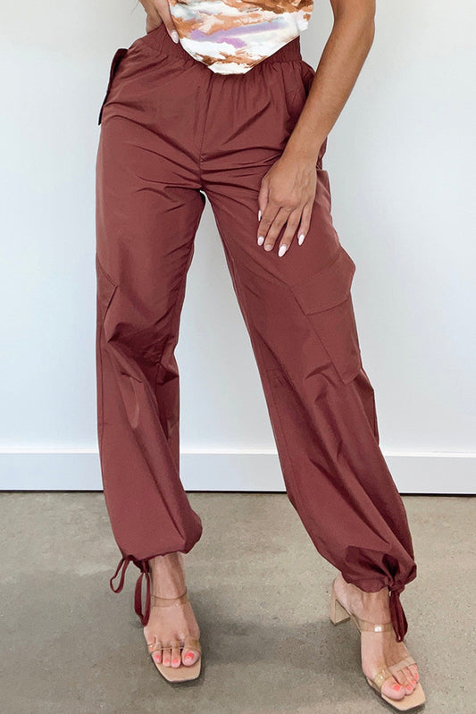 Mineral Red Tie Bottom Puffy Cargo Pants Bottoms JT's Designer Fashion