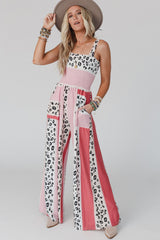 Leopard Color Block Mix Print Pocketed Jumpsuit Jumpsuits & Rompers JT's Designer Fashion