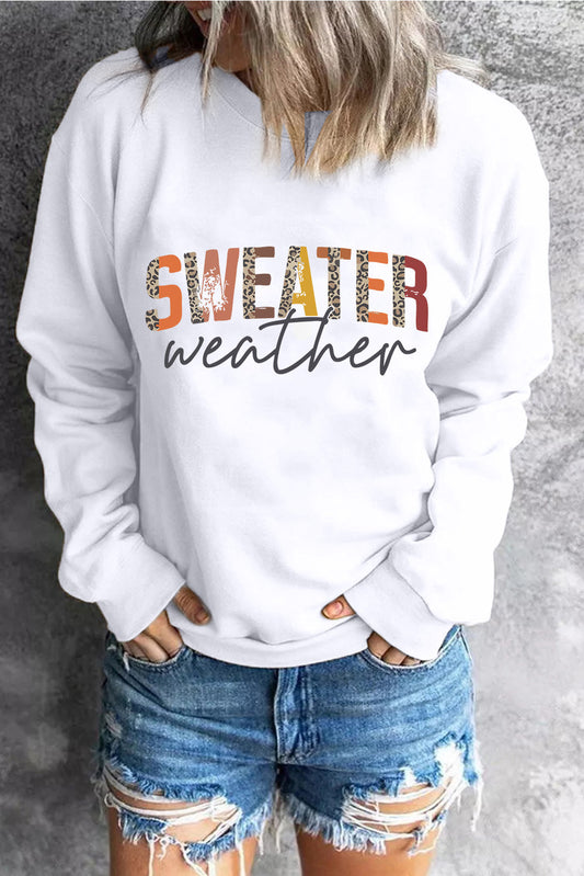 White Sweater Weather Vibrant Monogram Sweatshirt White 70%Polyester+30%Cotton Graphic Sweatshirts JT's Designer Fashion