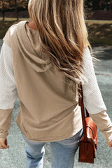 Parchment Contrast Splicing Sleeves Hooded Sweatshirt Sweatshirts & Hoodies JT's Designer Fashion