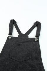 Gray Vintage Washed Drawstring Short Overalls Jumpsuits & Rompers JT's Designer Fashion