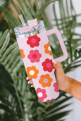 Multicolor Flower Print Handled Stainless Steel Vacuum Cup Tumblers JT's Designer Fashion