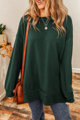 Duffel Lock Seam Detail Drop Shoulder Split Hem Sweatshirt Sweatshirts & Hoodies JT's Designer Fashion