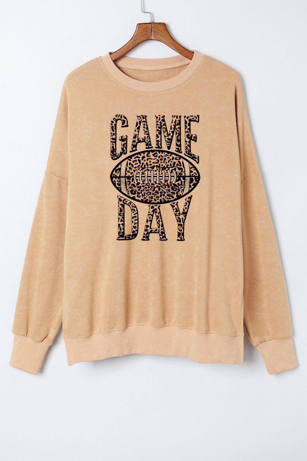 Khaki Loose Leopard GAME DAY Graphic Sweatshirt Graphic Sweatshirts JT's Designer Fashion