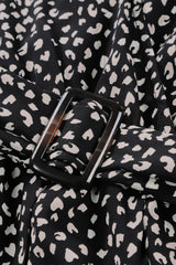 Black Leopard Print Belted V Neck Short Sleeve Romper Jumpsuits & Rompers JT's Designer Fashion