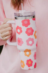 Multicolor Flower Print Handled Stainless Steel Vacuum Cup Tumblers JT's Designer Fashion