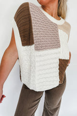 Multicolor Mixed Patterned Colorblock Textured Sweater Vest Sweaters & Cardigans JT's Designer Fashion