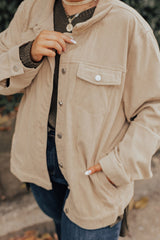 Khaki never-a-worry-corduroy-jacket-curves Plus Size JT's Designer Fashion