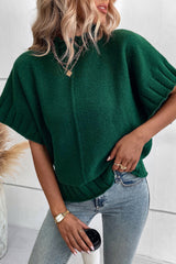 Blackish Green Mock Neck Batwing Sleeve Knit Sweater Sweaters & Cardigans JT's Designer Fashion