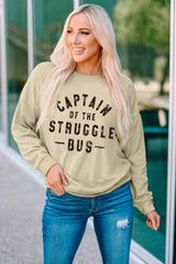 Khaki CAPTIN Of THE STRUGGLE BUS Graphic Sweatshirt Graphic Sweatshirts JT's Designer Fashion