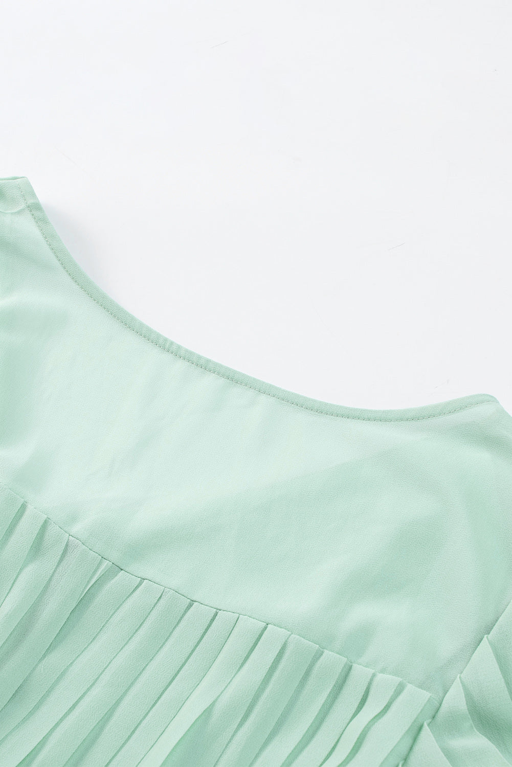 Green Pleated Ruffled Tie Waist Buttons V Neck Romper Jumpsuits & Rompers JT's Designer Fashion