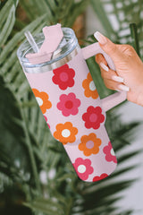 Multicolor Flower Print Handled Stainless Steel Vacuum Cup Tumblers JT's Designer Fashion