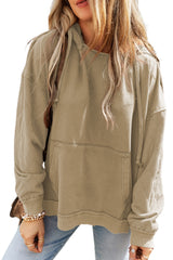 Parchment Quilted Patchwork Exposed Seam Hoodie Sweatshirts & Hoodies JT's Designer Fashion
