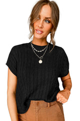 Black Clever Moment Cable Knit Top Sweaters & Cardigans JT's Designer Fashion
